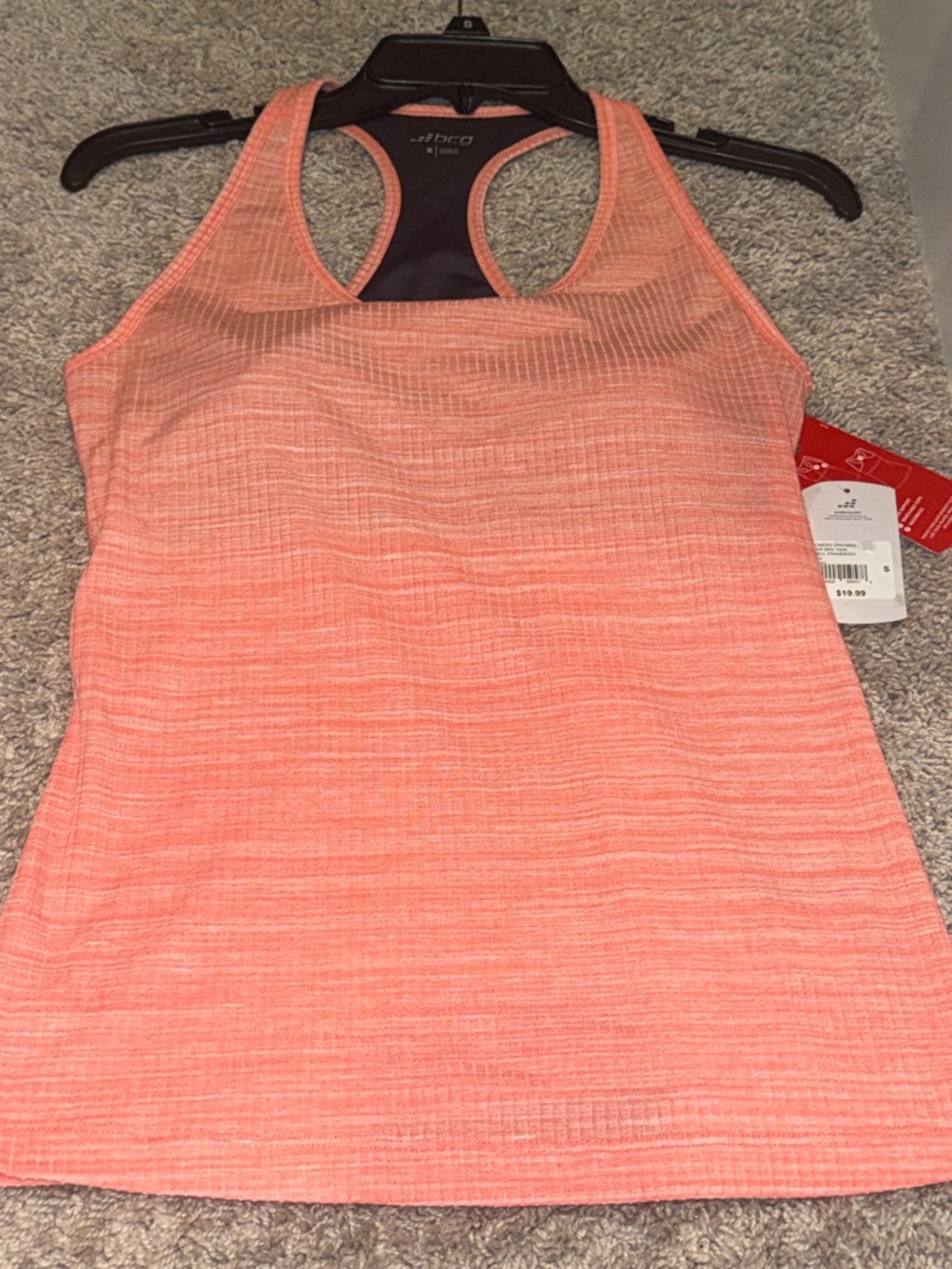 BCG Coral Heathered Racerback Tank Top
